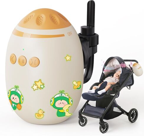 لهاية الأطفال الهزازة مع 11 مشهدًا ضوضاء بيضاء - ملحق عالمي بدون استخدام اليدين لعربات الأطفال وأسرة الأطفال | جهاز تهدئة الطفل قابل لإعادة الشحن ومحمول وقابل للتعديل متعدد المستويات in Kuwait