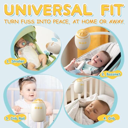 لهاية الأطفال الهزازة مع 11 مشهدًا ضوضاء بيضاء - ملحق عالمي بدون استخدام اليدين لعربات الأطفال وأسرة الأطفال | جهاز تهدئة الطفل قابل لإعادة الشحن ومحمول وقابل للتعديل متعدد المستويات in Kuwait