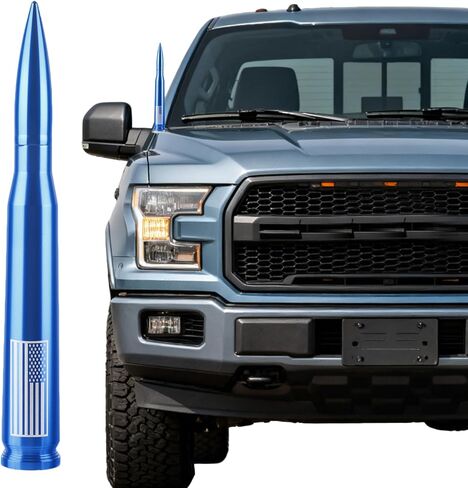 5.5in Chrome Bullet Antenna 50 Cal Truck Antenna Fittings， Fit for Ford F150 F250 F350 Raptor/Dodge RAM 1500 2500 3500/Chevrolet Silverado & GMC Majority Short Replacement Antenna (Chrome) in Saudi Arabia