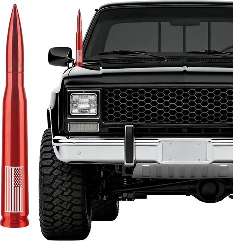 5.5in Chrome Bullet Antenna 50 Cal Truck Antenna Fittings， Fit for Ford F150 F250 F350 Raptor/Dodge RAM 1500 2500 3500/Chevrolet Silverado & GMC Majority Short Replacement Antenna (Chrome) in Saudi Arabia