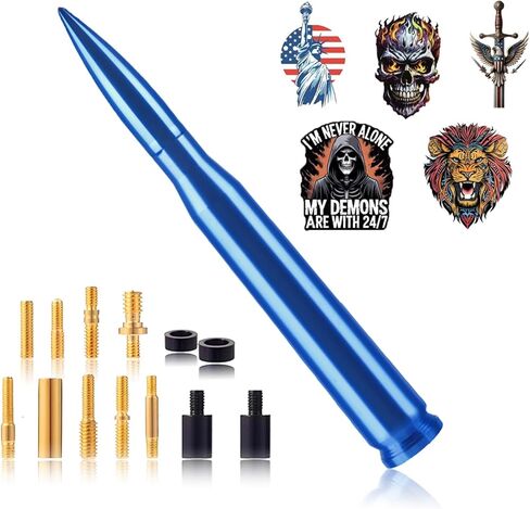 5.5in Chrome Bullet Antenna 50 Cal Truck Antenna Fittings， Fit for Ford F150 F250 F350 Raptor/Dodge RAM 1500 2500 3500/Chevrolet Silverado & GMC Majority Short Replacement Antenna (Chrome) in Saudi Arabia
