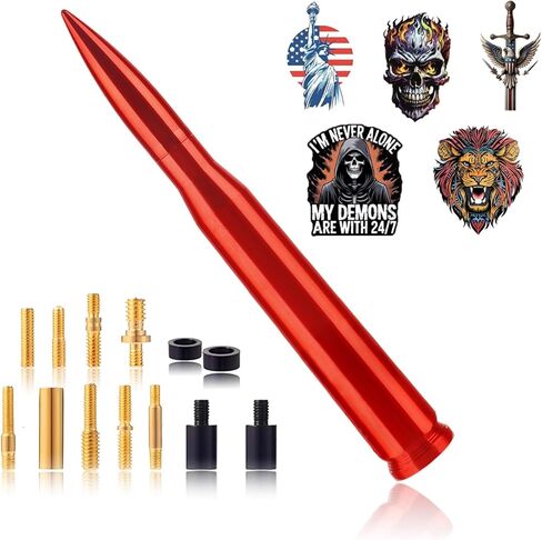 5.5in Chrome Bullet Antenna 50 Cal Truck Antenna Fittings， Fit for Ford F150 F250 F350 Raptor/Dodge RAM 1500 2500 3500/Chevrolet Silverado & GMC Majority Short Replacement Antenna (Chrome) in Saudi Arabia