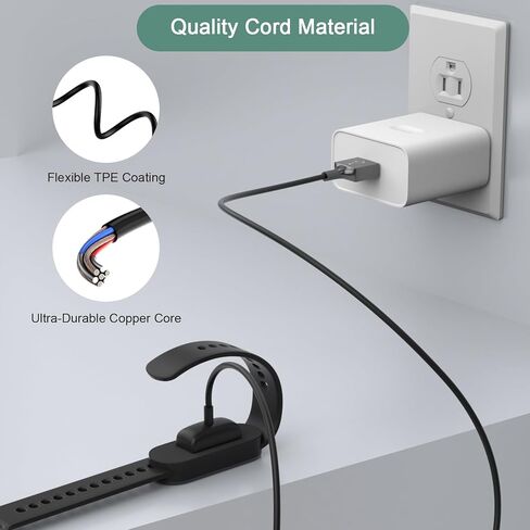 iMangoo for Fitbit Charge 6 Charger 5 Luxe 3.3ft Long, Quick and Safe USB A Replacement Charging Cable Backup Cord Wire Chargers Accessories for Fit bit Watch Bands Tracker Black in Saudi Arabia