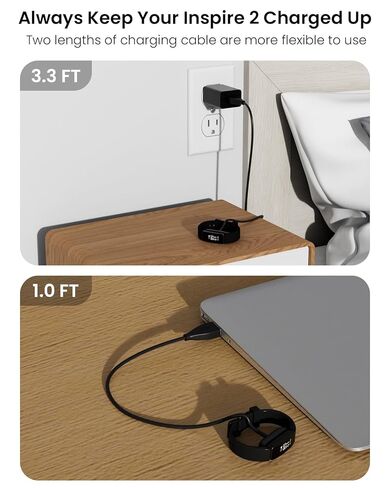 2Pack Charger for Fitbit Inspire 2 & Ace 3 Charging Replacement Fitbit Charger for Inspire 2 Ace 3 USB Cable Dock Stand [1ft & 3.3ft] in Kuwait