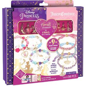 Make It Real - Disney Princess X Juicy Couture Hearts of Fashion - DIY Charm Bracelet Making Kit w/Disney & Juicy Couture Charms - Arts & Crafts Bead Kit for Girls & Teens - 6 Bracelets - Ages 8+
