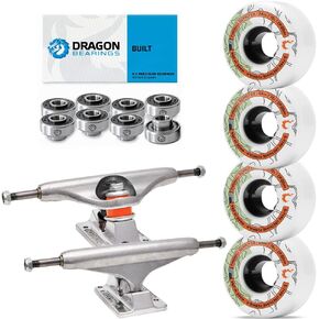 Fireball Independent Trucks Stage 11 Skateboard Trucks Bundle - Set of 2 Independent Stage 11 Trucks with Terra 54mm Skateboard Wheels & Built Bearings for Cruising