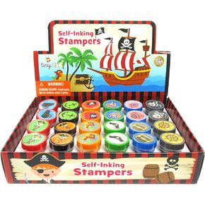 TINYMILLS 24 Pcs Pirate Stampers for Kids Pirate Birthday Party, Party Favors for Pirate Themed Party, Goody Bag Stuffers, Pinata Filllers Carnival Prizes Classroom Rewards