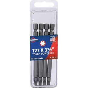Mayhew Tools 19338-4 USA Torx Power Bit, T27 x 3.5", 4-Pack