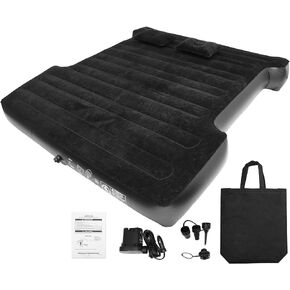uxcell 5.5-5.8ft Truck Bed Air Mattress for Chevy Silverado for Dodge for Ram for GMC Sierra Camping Bed Inflatable Thickened Inflatable Truck Bed Mat with Electric Air Pump Black