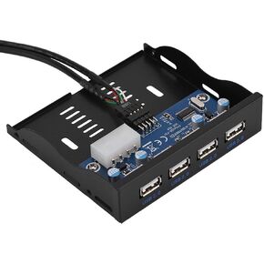 Pomya 4-Port Front Panel USB Hub, USB2.0 Floppy Front Panel 3.5'' Floppy Bay 9 Pin to 4 Interface USB 2.0 HUB for Computer Desktop