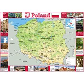 Pictorial Poster Map of Poland - 23.4 x 16.5 inches - Paper Laminated