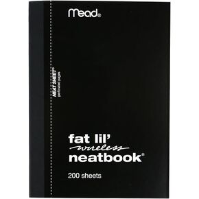 Mead Fat Lil' Neatbook - 200 Sheet - College Ruled - 4" x 5.5" - 1 Each - White