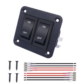 weideer 2 Gang ON Off Switch 12V 4Pin DPST Rocker Toggle Switch RV Switch with Aluminum Plate Wires KCD2-7-201-2-XB