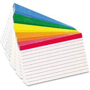 Color Coded Bar Ruled Index Cards 3 x 5 Assorted Colors 100/Pack