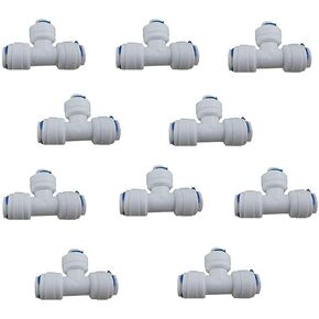 Lemoy Liimevvon 10x 1/4 inch Tee 3 Way Tube Quick Connect Push Fit RO Water Reverse Osmosis System