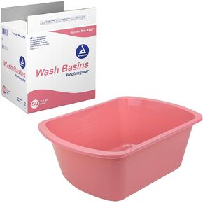 Dynarex Bedside Plastic Wash Basin - Provides Patients Sanitary and Safe Method of Hygiene Tasks - No DEHP Or Natural Rubber Latex - 7.4 qt., Case of 50