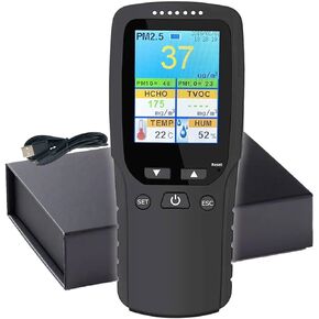 جهاز مراقبة جودة الهواء في الداخل، جهاز اختبار جودة الهواء للسفر المنزلي والعمل، جهاز مراقبة الرطوبة، كاشف الفورمالديهايد، محمول، شاشة LCD، مع بطارية قابلة لإعادة الشحن in Kuwait