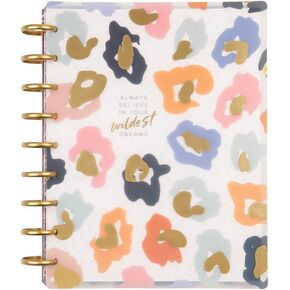 Happy Planner Disc-Bound 12-Month Planner, July 2024–June 2025 Daily Planner, Vertical Layout, Classic Size, Colorful Leopard, 72 Pages, 12 Dividers, 2 Sticker Sheets, 7" x 9 3/4"