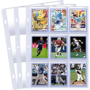 20 قطعة من صفحات أكمام التحميل العلوي، 9 جيوب لصفحات مجلد التحميل العلوي تحمل 3 × 4 بوصة 35PT، أكمام تخزين بطاقة التداول مزدوجة الجانب لـ 3 حلقات ربط in Kuwait