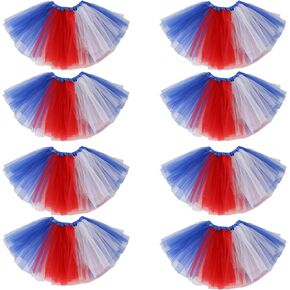 4th of July Tutu Tulle Skirt for Girls 8PCS Independence Day American Flag Tutu Skirt Outfit USA Party Decor