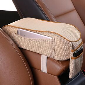 MLOVESIE Auto Center Console Armrest Pillow, Memory Foam Car Armrest Cushion with Phone Holder Storage Bag Universal Fit for Most Car (Black)