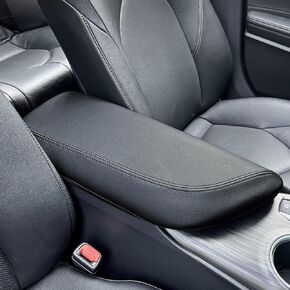 Center Console Armrest Cover for Toyota Camry Accessories 2024 2023-2018 Interior Camry SE/XSE Leather Arm Rest Seat Cover Middle Console Box Lid Protector(New Black Stitches)