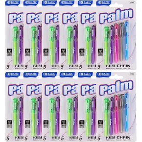 BAZIC Ballpoint Pen Palm Mini Pens w/Key Ring, Black Ink 1.0 mm Bold Point Smooth Writing (5/Pack), 24-Pack