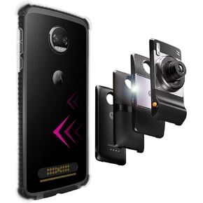 Casewe – غطاء حماية مرن من مادة TPU لهاتف Motorola Moto Z2 Force / متوافق مع Moto Mods - أسود وشفاف in Kuwait