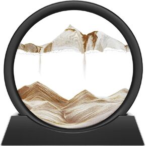 Wai Danie Moving Sand Art Picture 3D Hourglass Deep Sea Sandscape Liquid Motion Display Painting Flowing Sand Frame Relaxing Desktop Home Office Work Decor (Purple, 12 Inches)