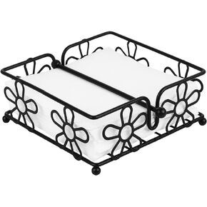 Metal Napkin Holder with Flower Design Gold