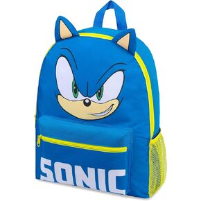 Sonic The Hedgehog School Bag Kids Backpack for Boys Blue Large Capacity Sonic Gifts for Boys (Blue/Yellow)