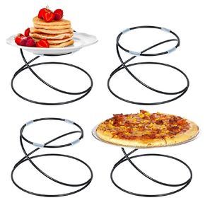 MyGift Black Metal Spiral Wire Tabletop Pizza Tray Risers Serving Display Stands, Set of 4