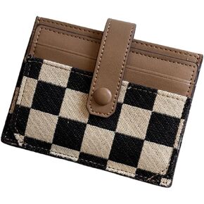 TURBOOST Cute Slim Card Holder Canvas Front Pocket Wallet, Small Credit Card Case for Women (Brown)