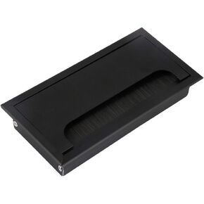 XMHF Aluminum Alloy Rectangle Wire Cable Grommet Hole Cover Cable Organizer for Office Desk Computer Desk Table 11 x 3.15 inch (280 x 80mm;Black)