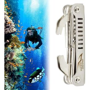 GEZICHTA Diving Repair Multi Tool,13 in 1 Professional Stainless Steel Folding Scuba Toolpack Repair Multi Tool Diver Tool Kit for Diving Snorkeling in Kuwait