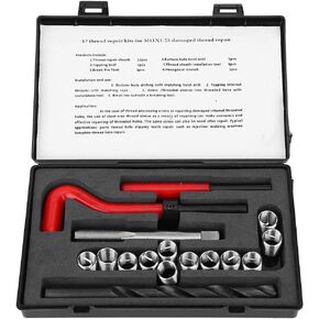 17 Pcs Thread Repair Insert Kit, Thread Repair Kit Stainless Steel Material Helicoil Repair Kit M11x1.25 Female Thread Repairing Accessory Kit