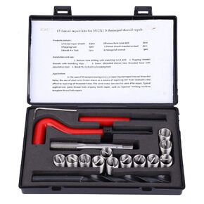 Thread Sleeve,17 Pcs M12x1.5 2D Thread Insert Kit,Female Thread Repairing Accessory Assortment Kit,Applicable to high Voltage switchgear, Microwave Communication, auto Parts, air Separation Equipment