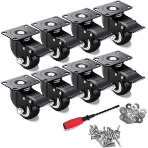 مجموعة Cezoyx مكونة من 8 عجلات دوارة مع فرامل، عجلة لوحة شديدة التحمل مقاس 2 بوصة، عجلات أثاث متينة بقفل لا تترك علامات، عجلات سوداء للعربة والأثاث ومنضدة الأدوات in Kuwait