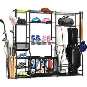 SPIDERCAMP 6.3FT Golf Bag Storage Garage Organizer,2 Golf bag storage racks and other sports equipment organizer, Extra Large Storage Rack for Garage,Holds golf clubs,balls and miscellaneous items