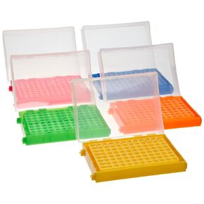 Heathrow Scientific 96-Well PCR Rack, Polypropylene, Assorted Colors Pack (Blue, Green, Pink, Yellow, Orange), Pack of 5