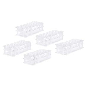 MECCANIXITY Plastic Test Tube Rack Holder 60 Holes 3 Layers Lab Detachable Tube Holder White for 16mm Test Tubes, Pack of 5