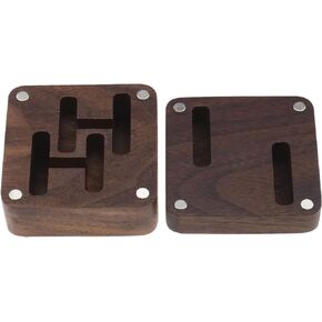 eMagTech Cufflink Box Wooden Cufflink Box Case Magnetic Cufflink Case Jewellery Organisers Accessories for Men Boys 4.7x4.7cm Brown