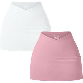 OQQ Women 2 Piece Yogs Skirts Basic Versatile Stretchy Casual High Waist Mini Skirts