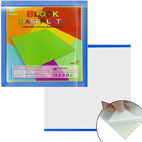 EKIND Self Adhesive Building Brick Plates, 10 inch x 10 inch Base Plates with Adhere for Toy Bricks, STEM Activities & Display Table (6 Pack, Light Green)