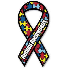 Autism Awareness Ribbon Magnet by Magnet America is 8" x 3.875" Made for Vehicles and Refrigerators