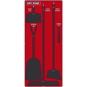 NMC SB132AL 5S Dry Zone Janitorial Shadow Board, 68"x30", Blue/Black, Aluminum Sign (Tools Sold Separately)