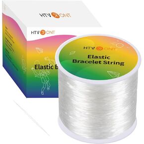 HTVRONT Stretchy Bracelet String - 1mm Elastic String for Bracelet Making, 120m Elastic Cord for Bead Bracelets, Clear Bead String for Jewelry Making, Includes Bead Needle