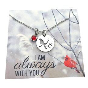 Cardinal Pendant Necklace 18 in Memorial Remembrance I am Always With You Bereavement Gift