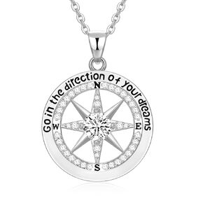 2024 Graduation Gifts Sterling Silver Compass Graduation Necklace as High School College Graduation Gifts for Granddaughter Daughter Class of 2024 Senior Graduation Gifts for Women Girls Her
