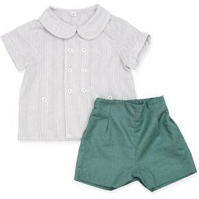Twoflower toddler Kids Baby Boys' 2-Piece outfit set for spring Long sleeved suit with embroidery clothes 1-6 Years